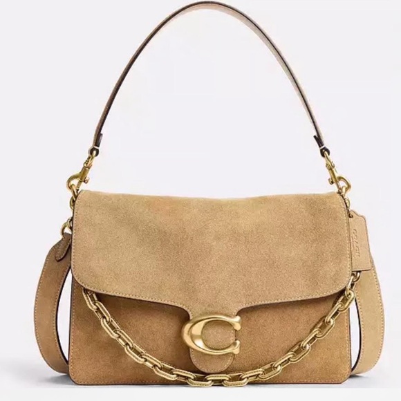 Coach Handbags - COACH Suede Chain Tabby Shoulder Bag in Sand